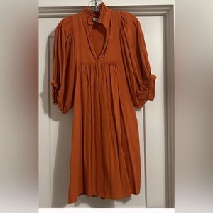 Never A Wallflower Burnt Orange Dress Cotton UT Longhorns  Pockets Lined Size XS